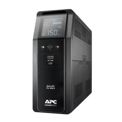 APC Back-UPS Pro 1600VA/960W Line Interactive UPS, Tower, 230V/10A Input, 8x IEC C13 Outlets, Lead Acid Battery, USB Type A + C Ports, LCD APC