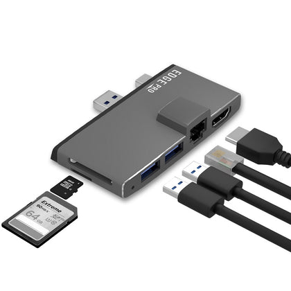 mbeat®  Edge Pro Multifunction USB- C Hub for Microsoft Surface Pro 5/6  Metal Grey (HDMI, LAN, USB 3.0 Hub, Card Reader) MBEAT