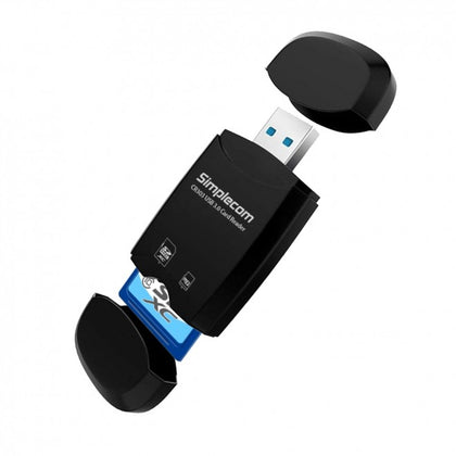 Simplecom CR303 2 Slot SuperSpeed USB 3.0 Card Reader with Dual Caps -Black Simplecom