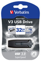 Verbatim 32GB V3 USB3.0 Grey Store'n'Go V3; Retractable USB Storage Drive Memory Stick Verbatim