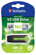 Verbatim 16GB V3 USB3.0 Green Store'n'Go V3; Rectractable USB Storage Drive Memory Stick Verbatim