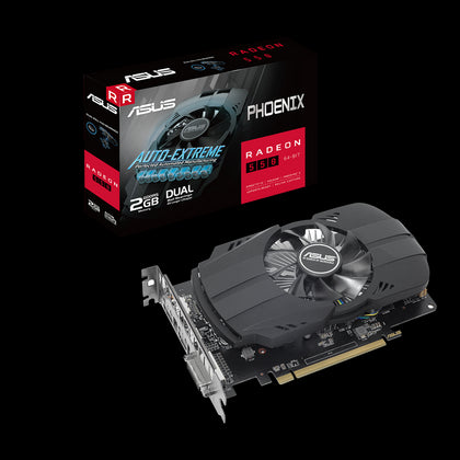 ASUS AMD Radeon PH-550-2G Phoenix Radeon 550 2GB GDDR5, PCIe 3.0, DVI-D, HDMI 2.0b, DP 1.4, IP5X, Dual Ball Fan Bearings ASUS