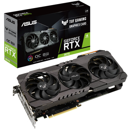 ASUS nVidia GeForce TUF-RTX3070-O8G-V2-GAMING 8GB GDDR6 OC Edition, 1845 MHz Boost 2xHDMI 3xDP,  Ampere SM, 2nd RT Cores, 3rd Gen Tensor Cores (LHR) ASUS
