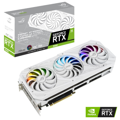 ASUS nVidia GeForce ROG-STRIX-RTX3090-O24G-GAMING White Colour OC Ampere SM, 2nd Gen RT Cores, 3rd Gen Tensor Cores, Military Grade Capacitors ASUS