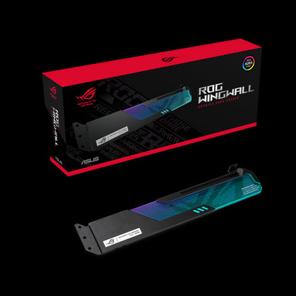 ASUS ROG-WINGWALL-HOLDER Graphics Card Holder Supports All ATX Size Chassis, Eliminate Sag, Tough Aluminium Alloy, Swappable Acrylic Plate, Aura Sync ASUS
