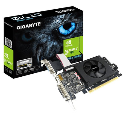 Gigabyte nVidia Geforce GT 710 2GB GDDR5 PCIe Graphic Card 4K 3xDisplays HDMI DVI D-SUB Low Profile Fan 954MHz ~VCG-N710D5SL-2GL GV-N710D5SL-2GL